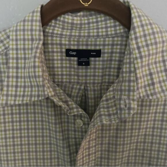 Men’s GAP Plaid Button Down Shirt Grey & Green Size Small - Picture 3 of 6
